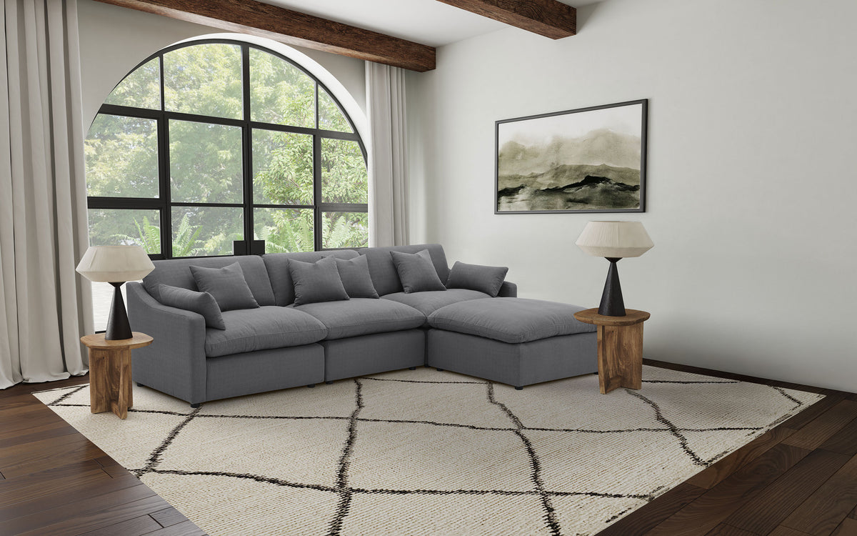 Best Furniture Outlet - Coaster - Hobson 4-piece Upholstered Modular Sectional Sofa Charcoal - 551455-SETB