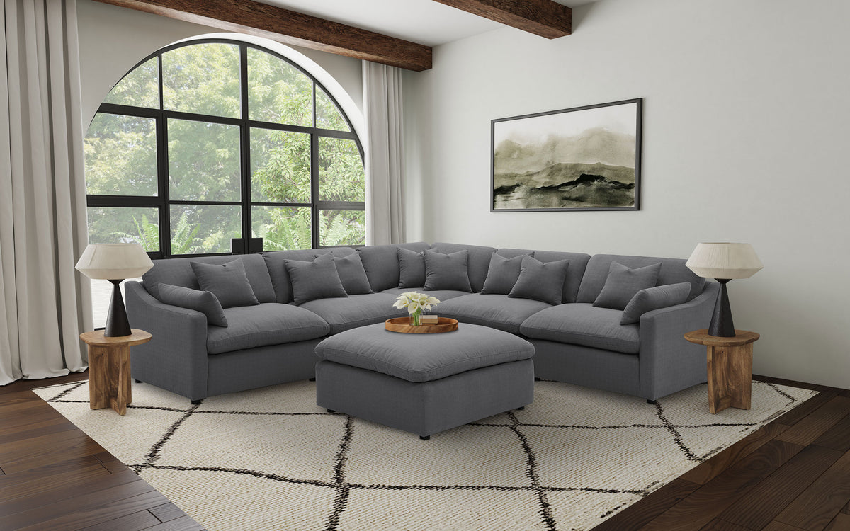 Best Furniture Outlet - Coaster - Hobson 6-piece Upholstered Modular Sectional Sofa Charcoal - 551455-SET