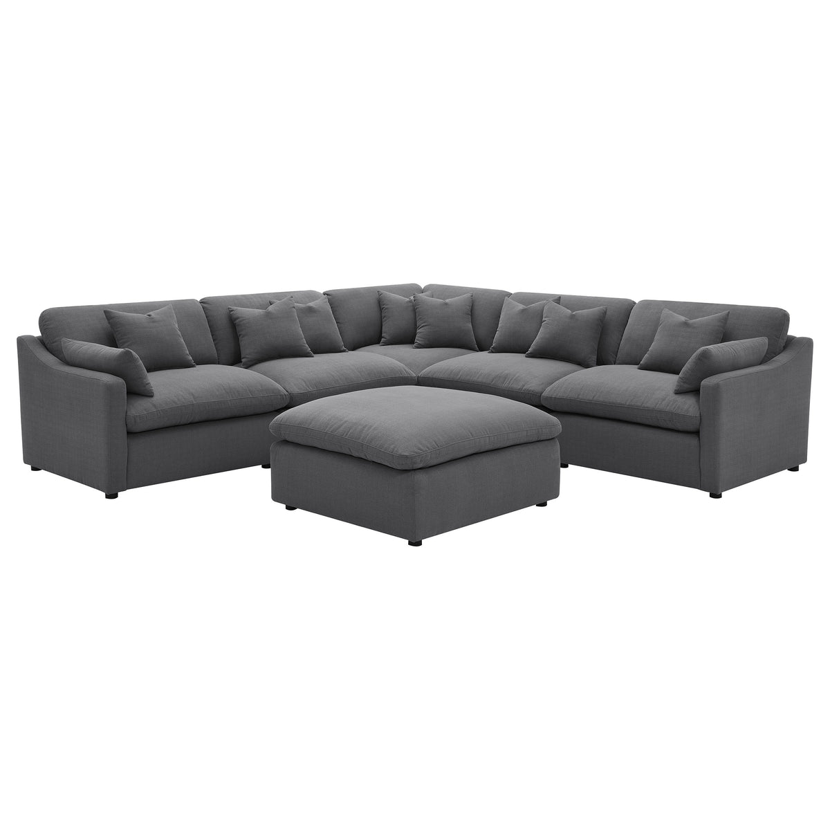 Best Furniture Outlet - Coaster - Hobson 6-piece Upholstered Modular Sectional Sofa Charcoal - 551455-SET
