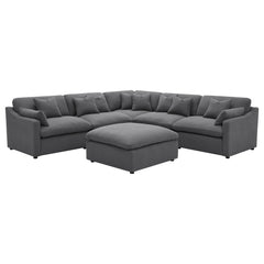 Best Furniture Outlet - Coaster - Hobson 6-piece Upholstered Modular Sectional Sofa Charcoal - 551455-SET