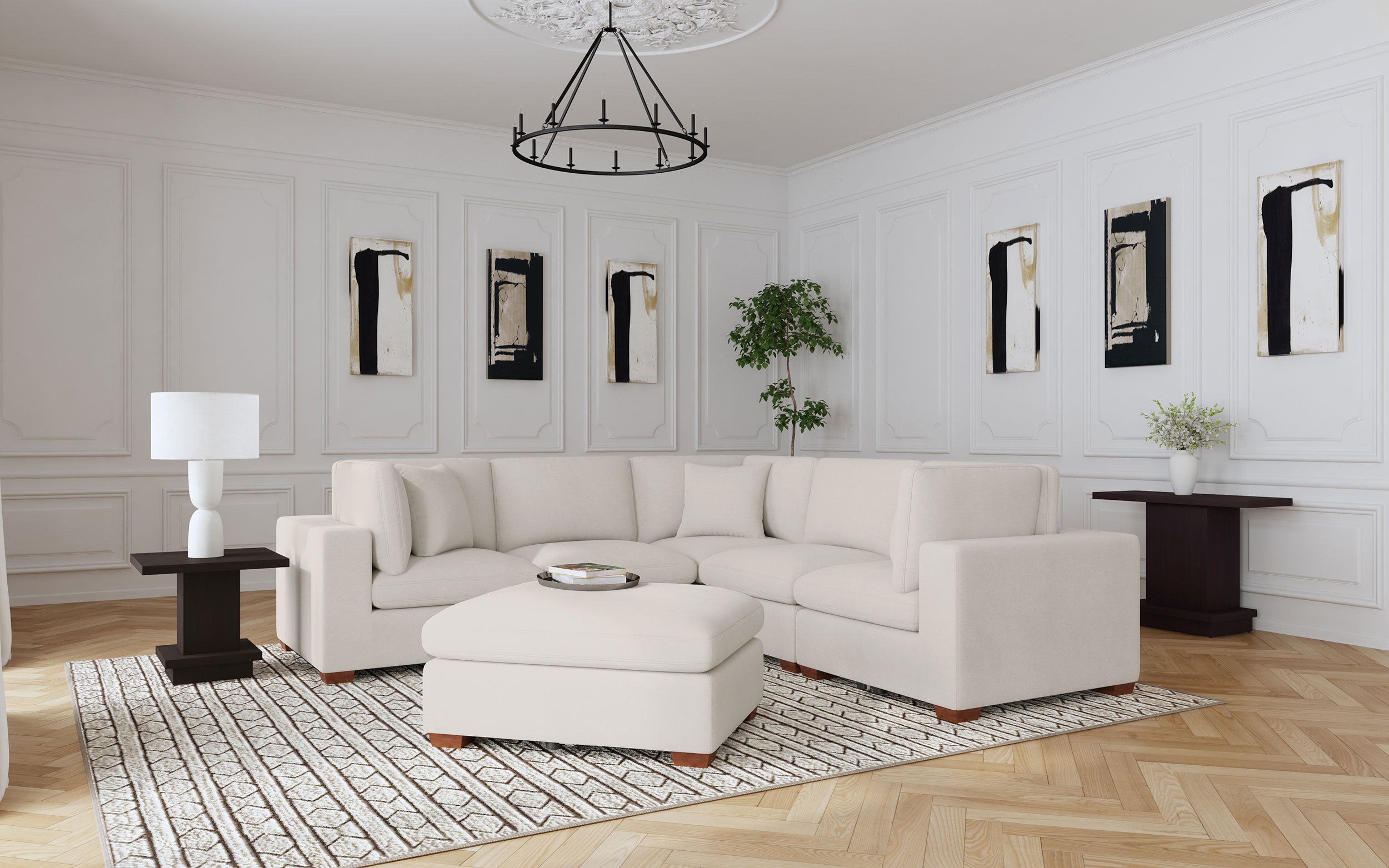 Best Furniture Outlet - Coaster - Lakeview 6-piece Upholstered Modular Sectional Sofa Ivory - 551461-SETA