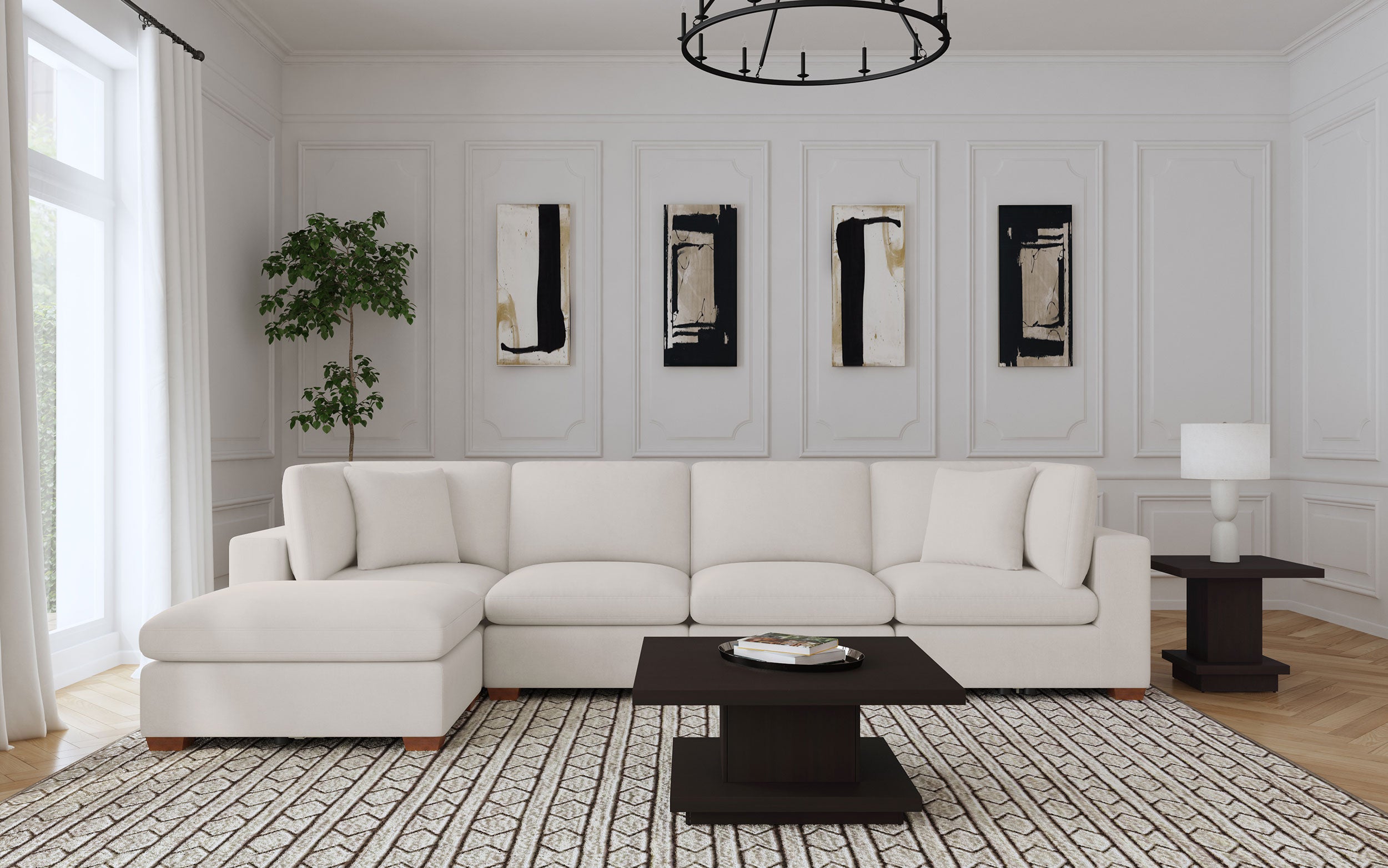Best Furniture Outlet - Coaster - Lakeview 5-piece Upholstered Modular Sectional Sofa Ivory - 551461-SETB