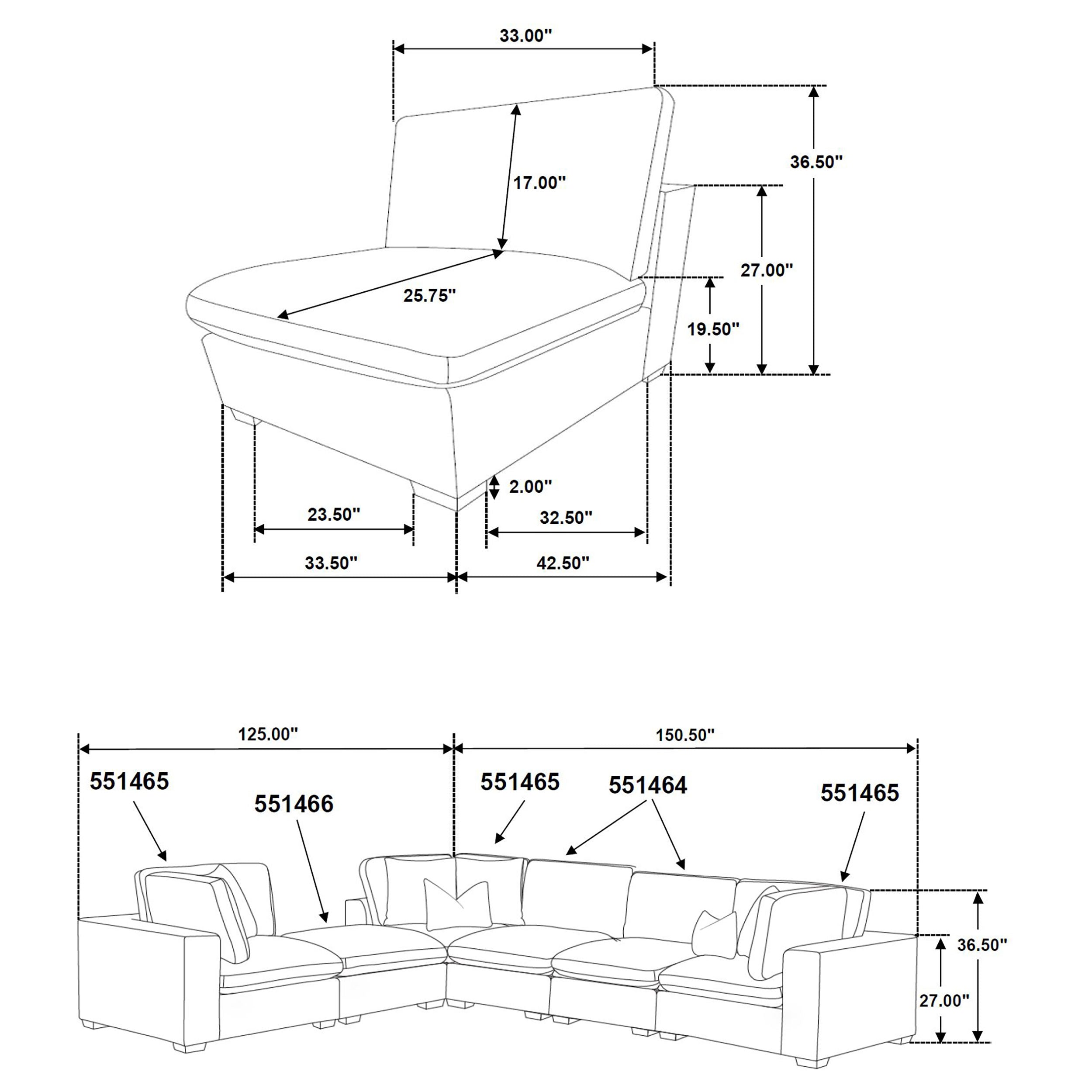 Lakeview 6-piece Upholstered Modular Sectional Chocolate