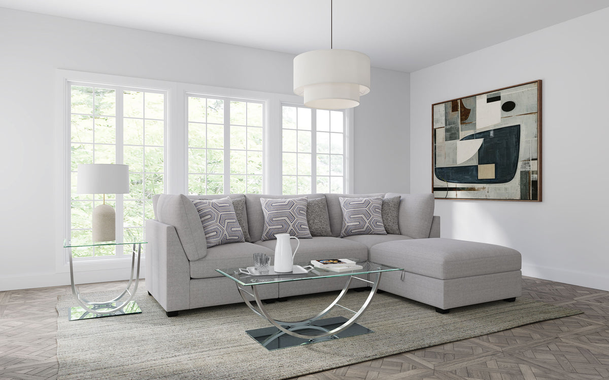 Best Furniture Outlet - Coaster - Cambria 4-piece Upholstered Modular Sectional Sofa Grey - 551511-S4A
