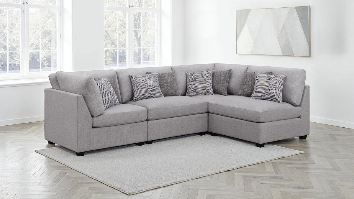 Best Furniture Outlet - Coaster - Cambria 4-piece Upholstered Modular Sectional Sofa Grey - 551511-S4B
