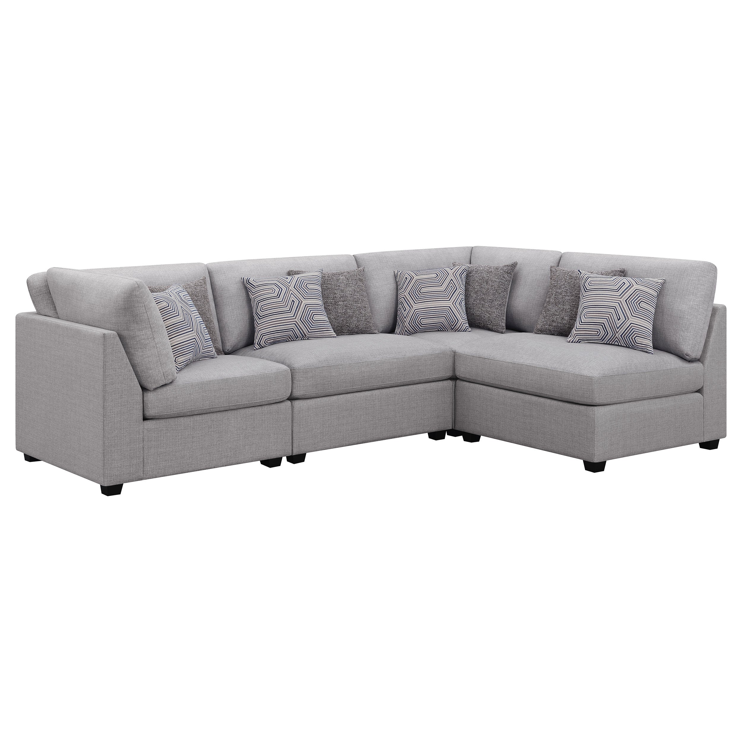 Best Furniture Outlet - Coaster - Cambria 4-piece Upholstered Modular Sectional Sofa Grey - 551511-S4B