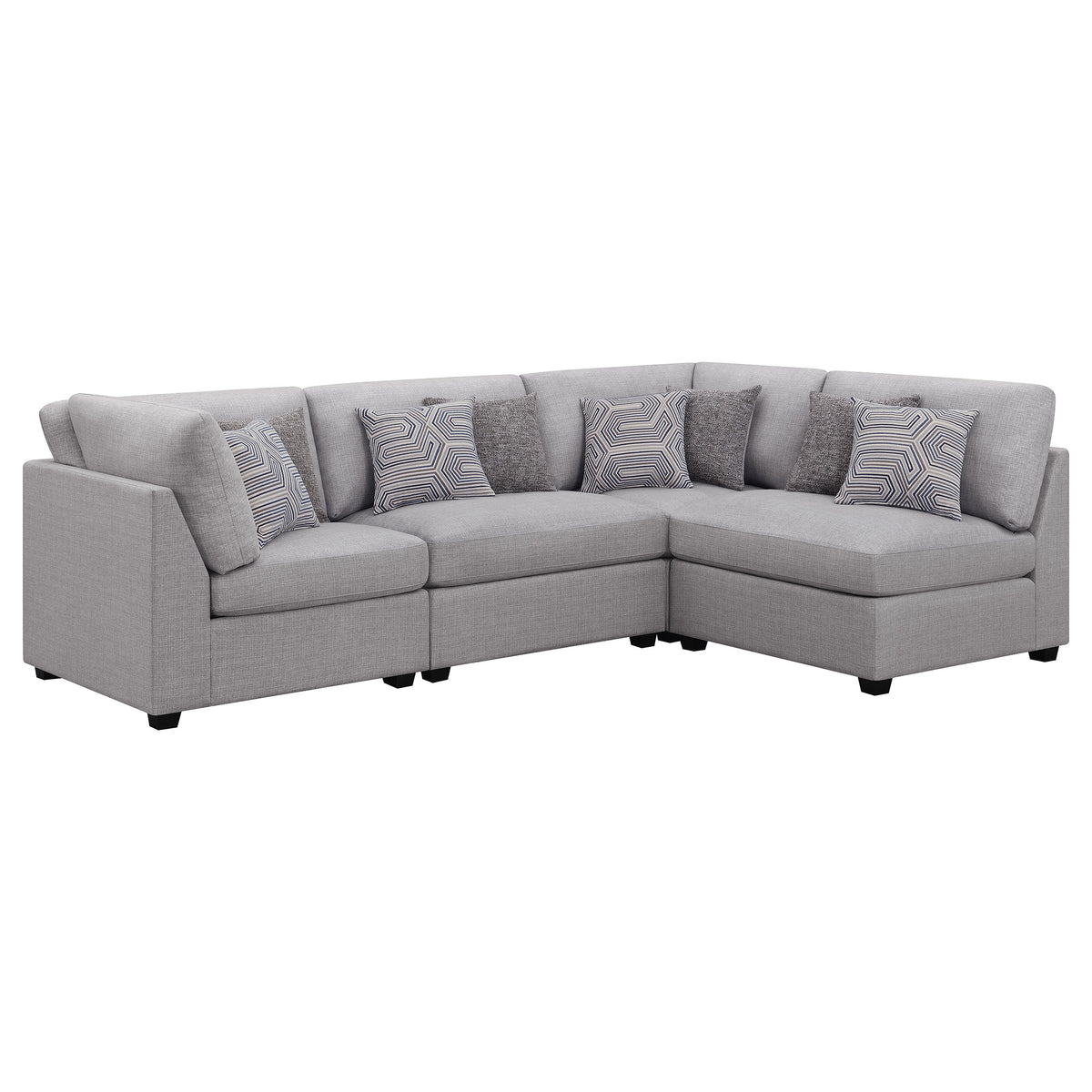 Best Furniture Outlet - Coaster - Cambria 4-piece Upholstered Modular Sectional Sofa Grey - 551511-S4B