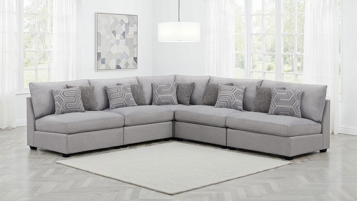 Best Furniture Outlet - Coaster - Cambria 5-piece Upholstered Modular Sectional Sofa Grey - 551511-S5A