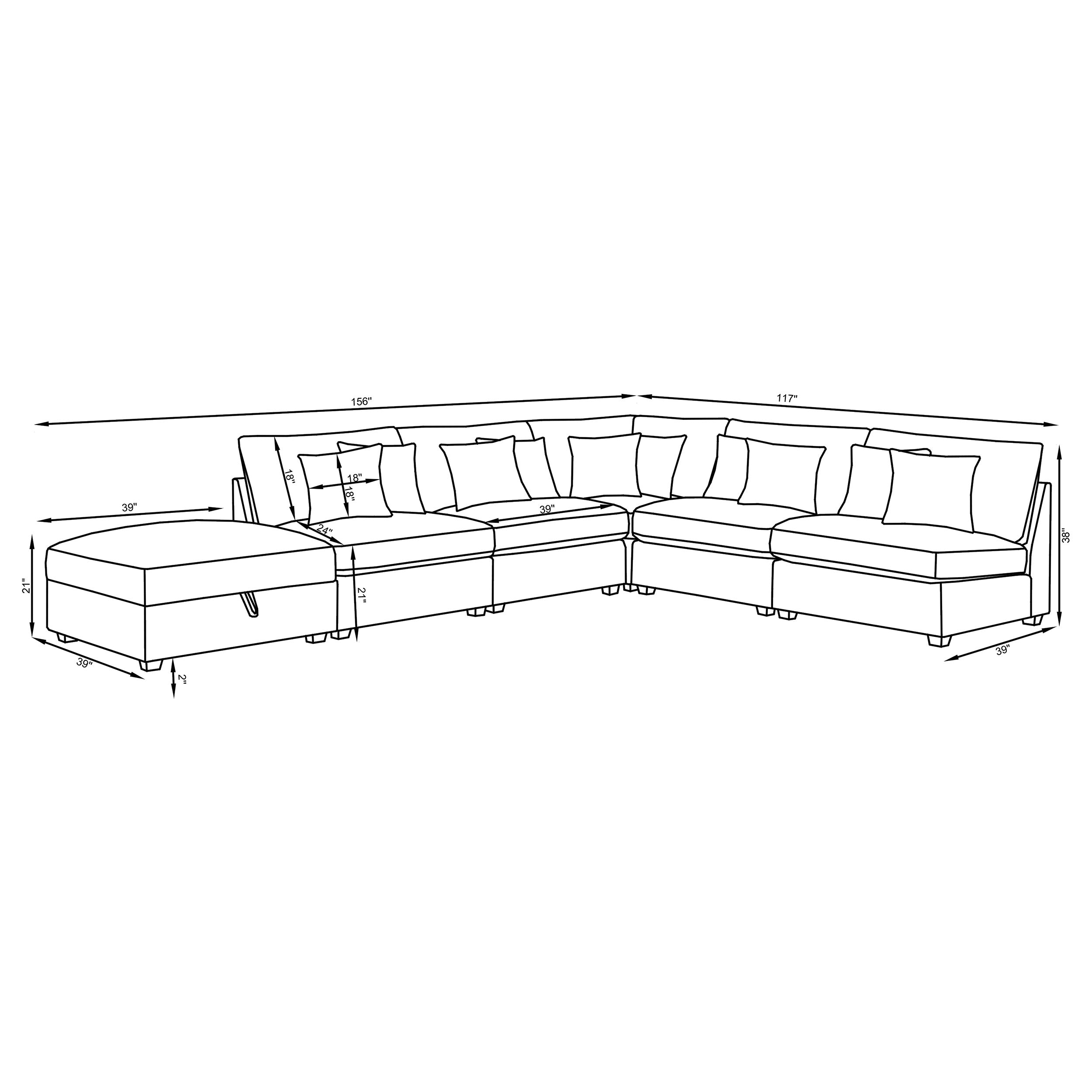 Cambria 5-piece Upholstered Modular Sectional Sofa Grey