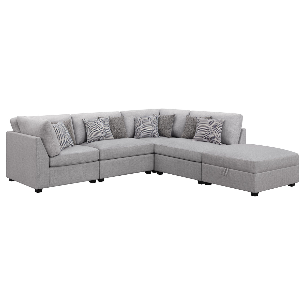 Best Furniture Outlet - Coaster - Cambria 5-piece Upholstered Modular Sectional Sofa Grey - 551511-S5B