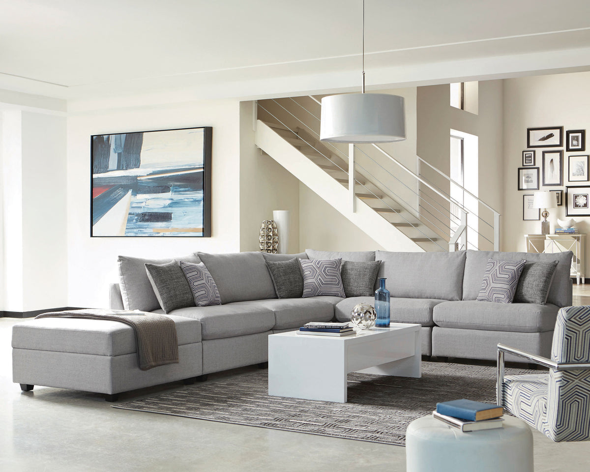 Best Furniture Outlet - Coaster - Cambria 6-piece Upholstered Modular Sectional Sofa Grey - 551511-S6A