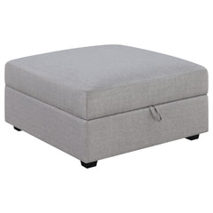 Best Furniture Outlet - Coaster - Cambria Square Upholstered Storage Ottoman Grey - 551513