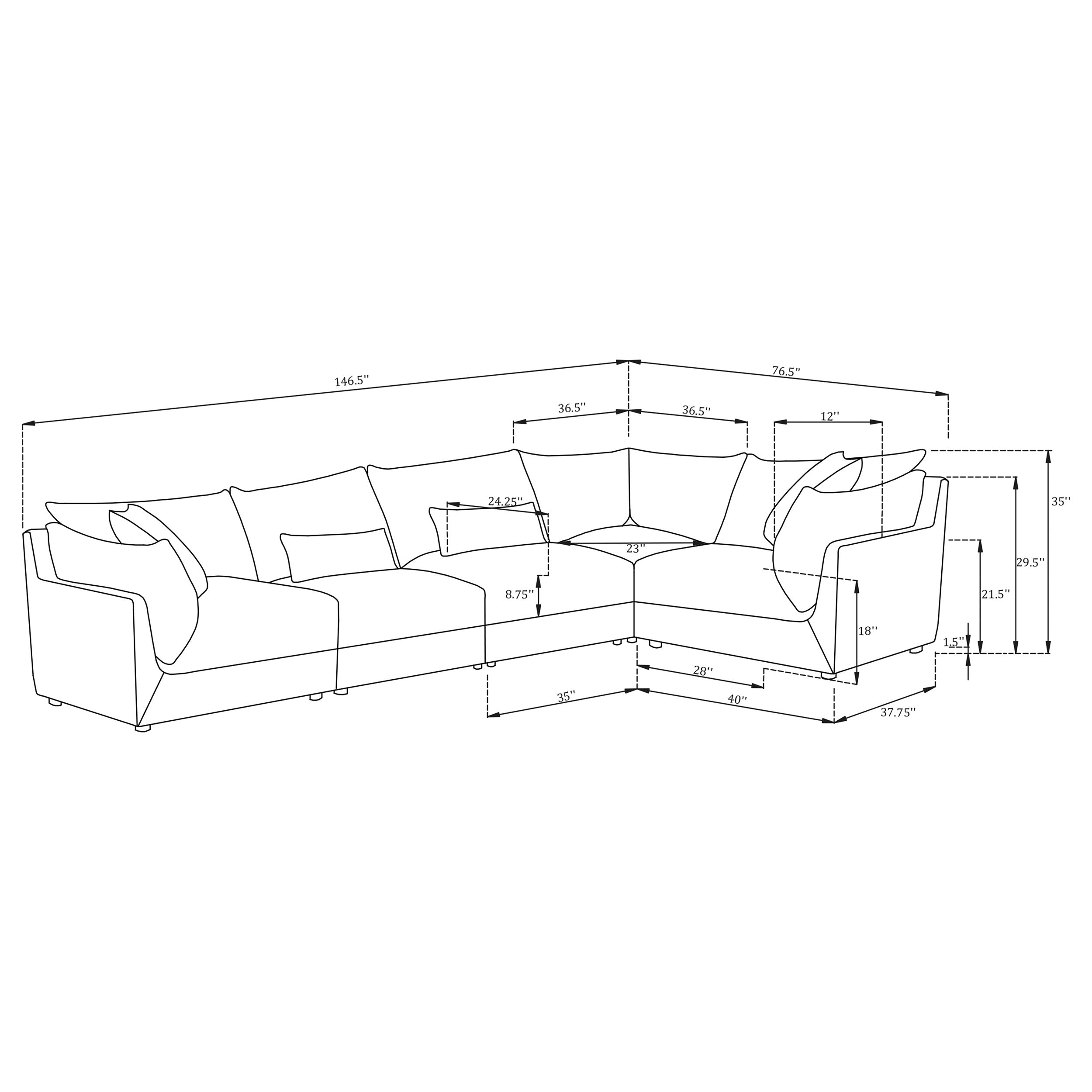 Sasha 5-piece Upholstered Modular Sectional Barely Black