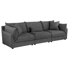 Best Furniture Outlet - Coaster - Sasha 3-Piece Upholstered Sofa Barely Black - 551681-SETB