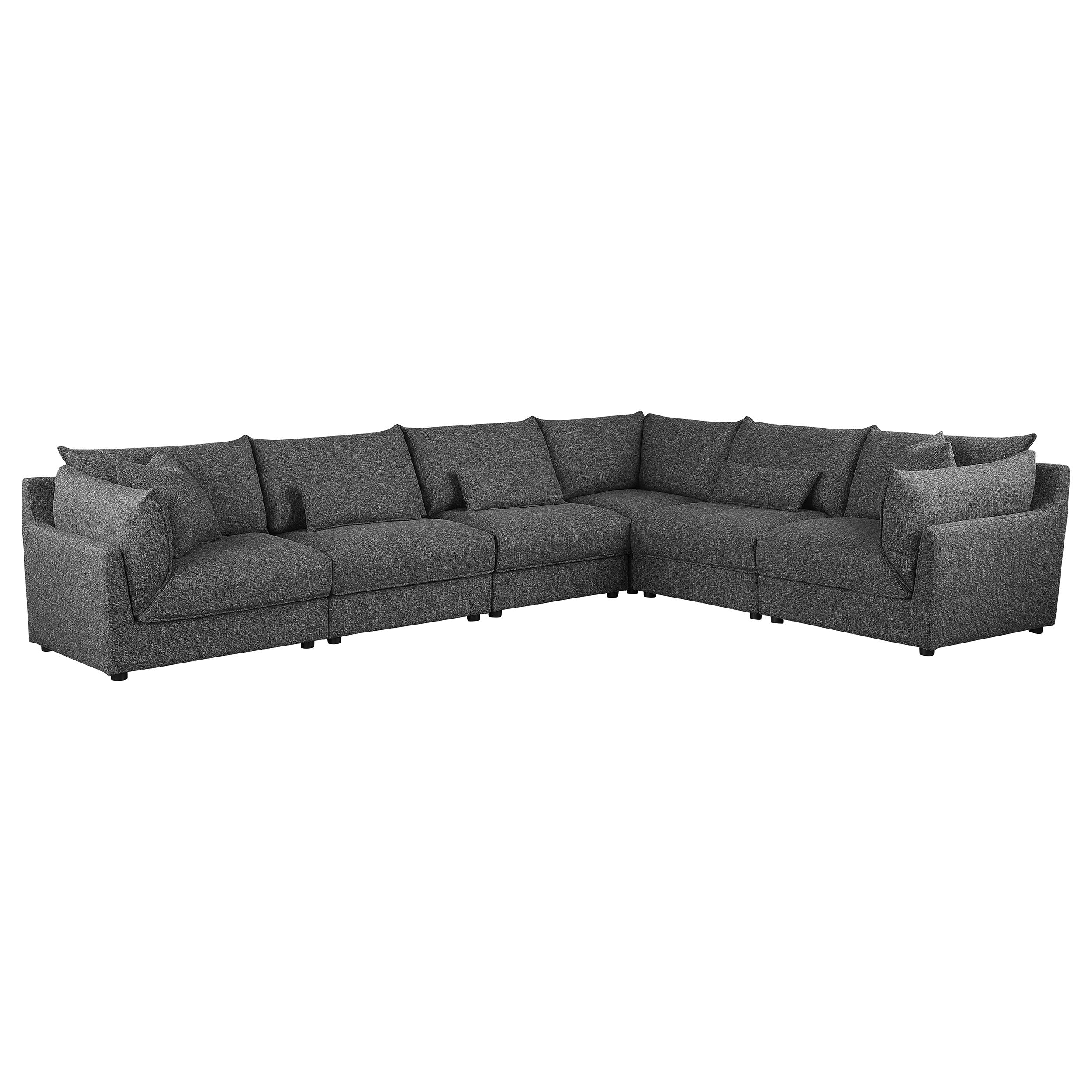 Best Furniture Outlet - Coaster - Sasha 6-Piece Upholstered Modular Sectional Barely Black - 551681-SET