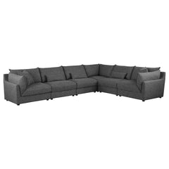 Best Furniture Outlet - Coaster - Sasha 6-Piece Upholstered Modular Sectional Barely Black - 551681-SET