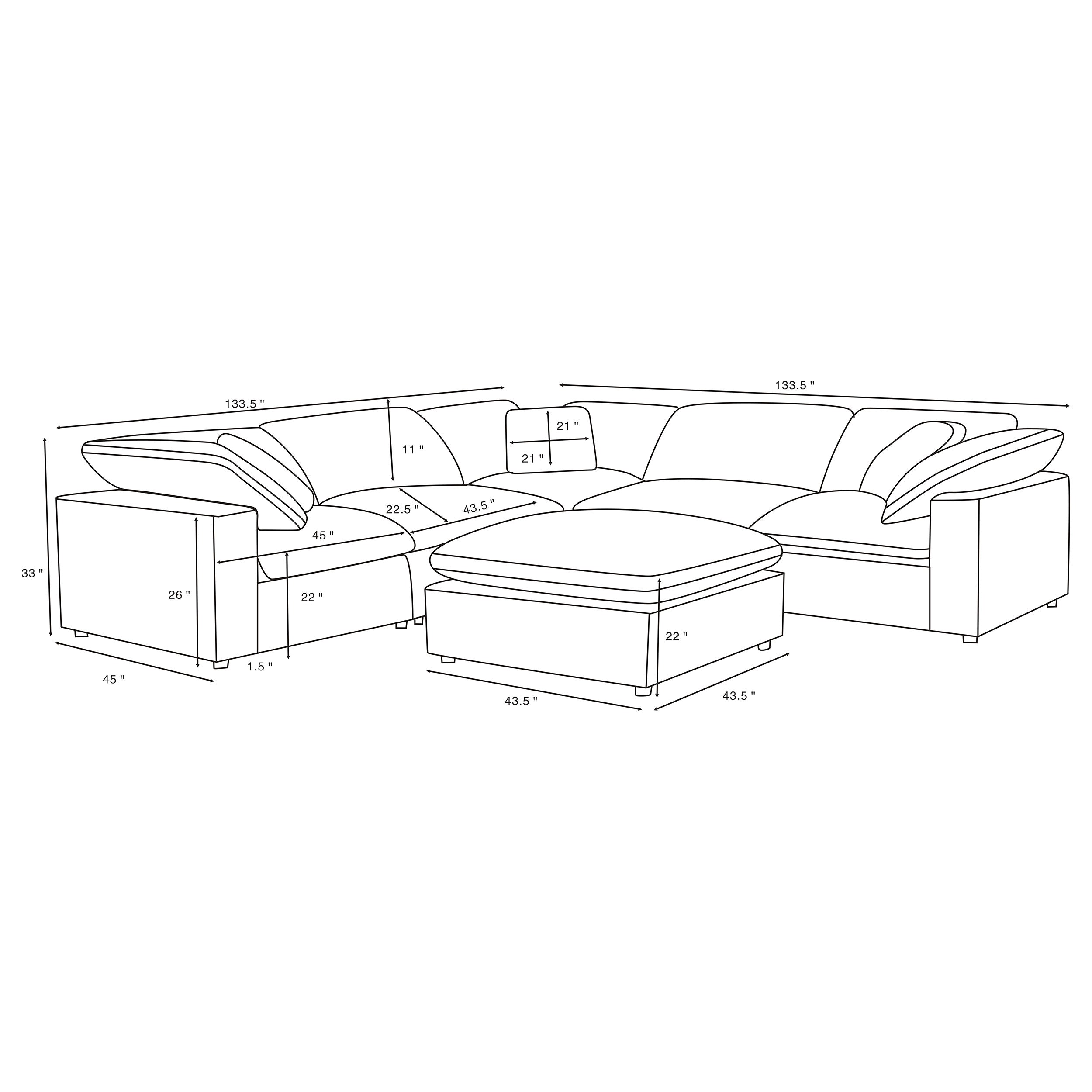 Raleigh 6-piece Boucle Upholstered Modular Sectional Grey
