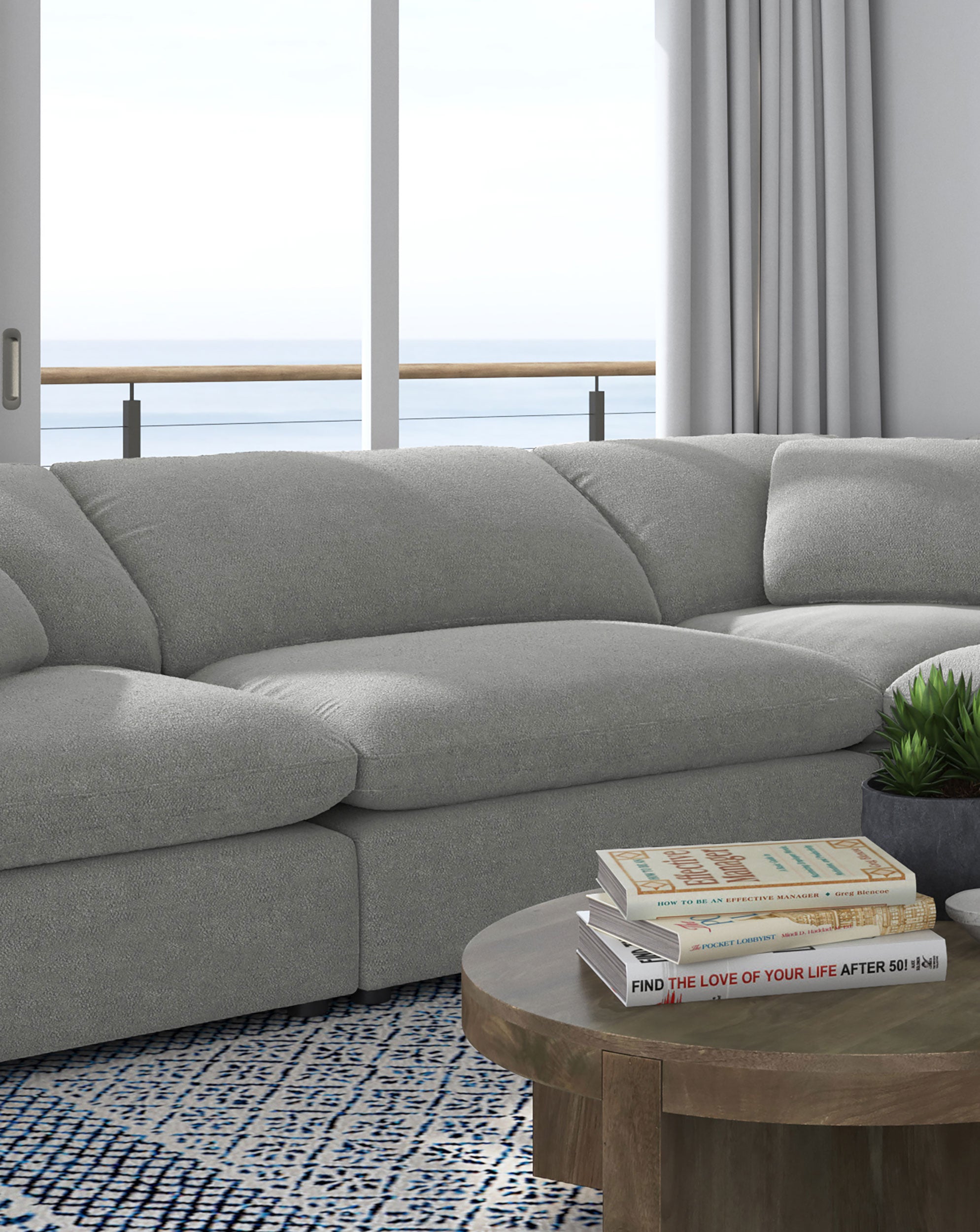 Raleigh Boucle Upholstered Armless Chair Grey