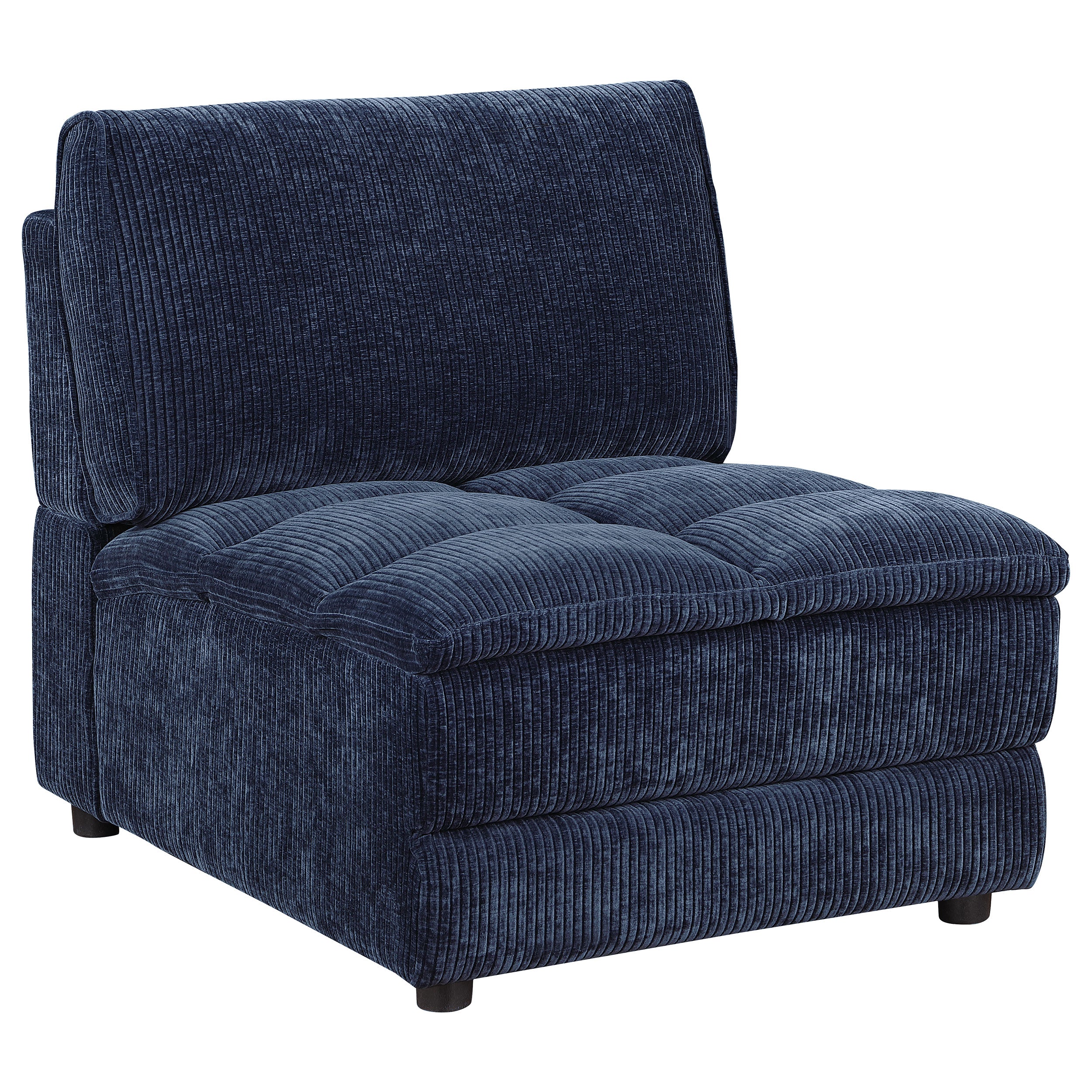 Best Furniture Outlet - Coaster - Atlantic Corduroy Upholstered Armless Chair Blue - 551821