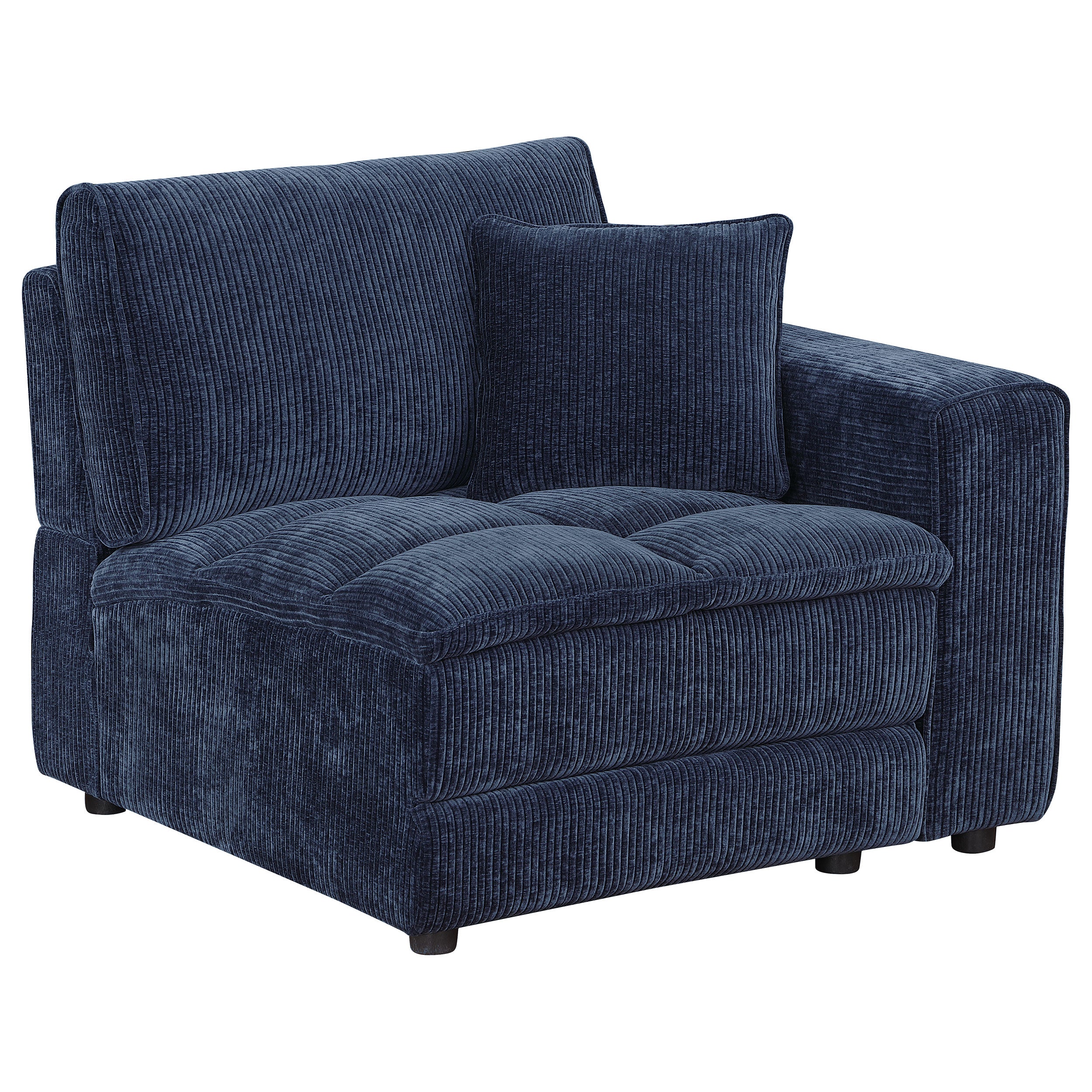 Best Furniture Outlet - Coaster - Atlantic Corduroy Upholstered RAF Arm Chair Blue - 551824RAF