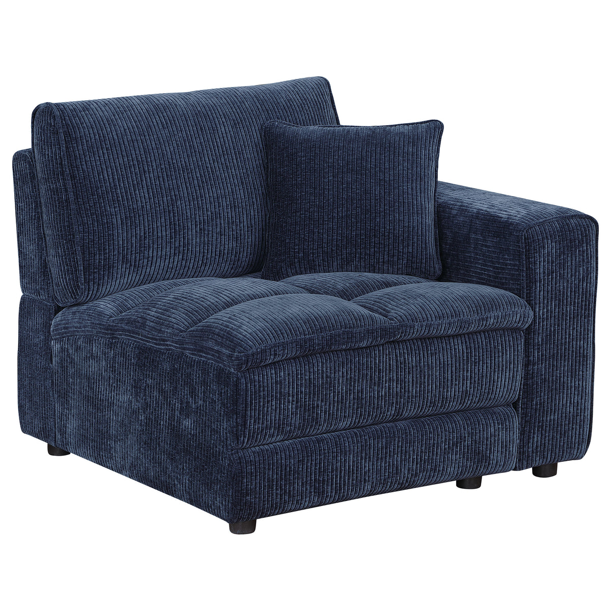 Best Furniture Outlet - Coaster - Atlantic Corduroy Upholstered RAF Arm Chair Blue - 551824RAF