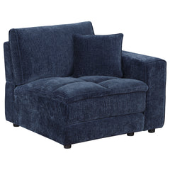 Best Furniture Outlet - Coaster - Atlantic Corduroy Upholstered RAF Arm Chair Blue - 551824RAF