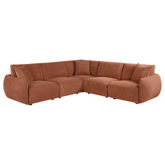 Elysia 5-piece Fabric Upholstered Modular Sectional Sofa Coral