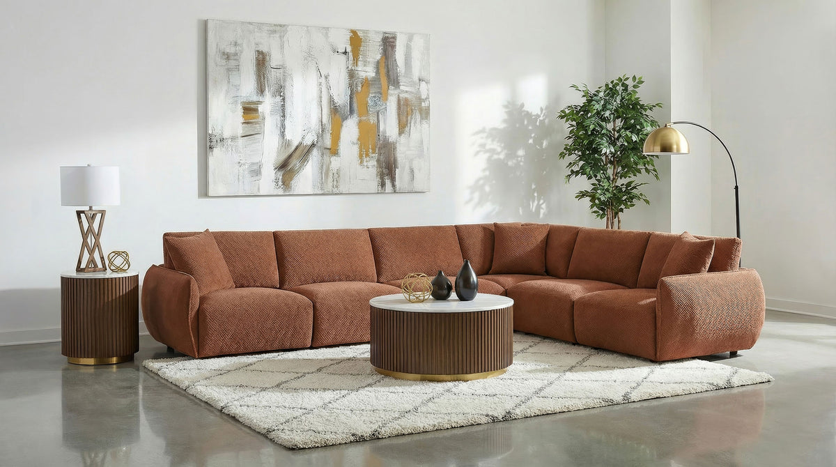 Best Furniture Outlet - Coaster - Elysia 6-piece Fabric Upholstered Modular Sectional Sofa Coral - 551891-SET