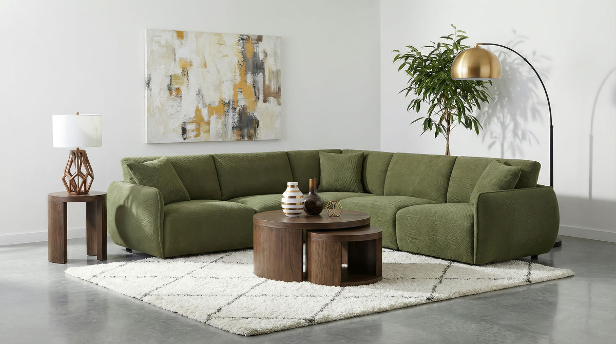 Best Furniture Outlet - Coaster - Elysia 5-piece Fabric Upholstered Modular Sectional Sofa Green - 551895-SETA