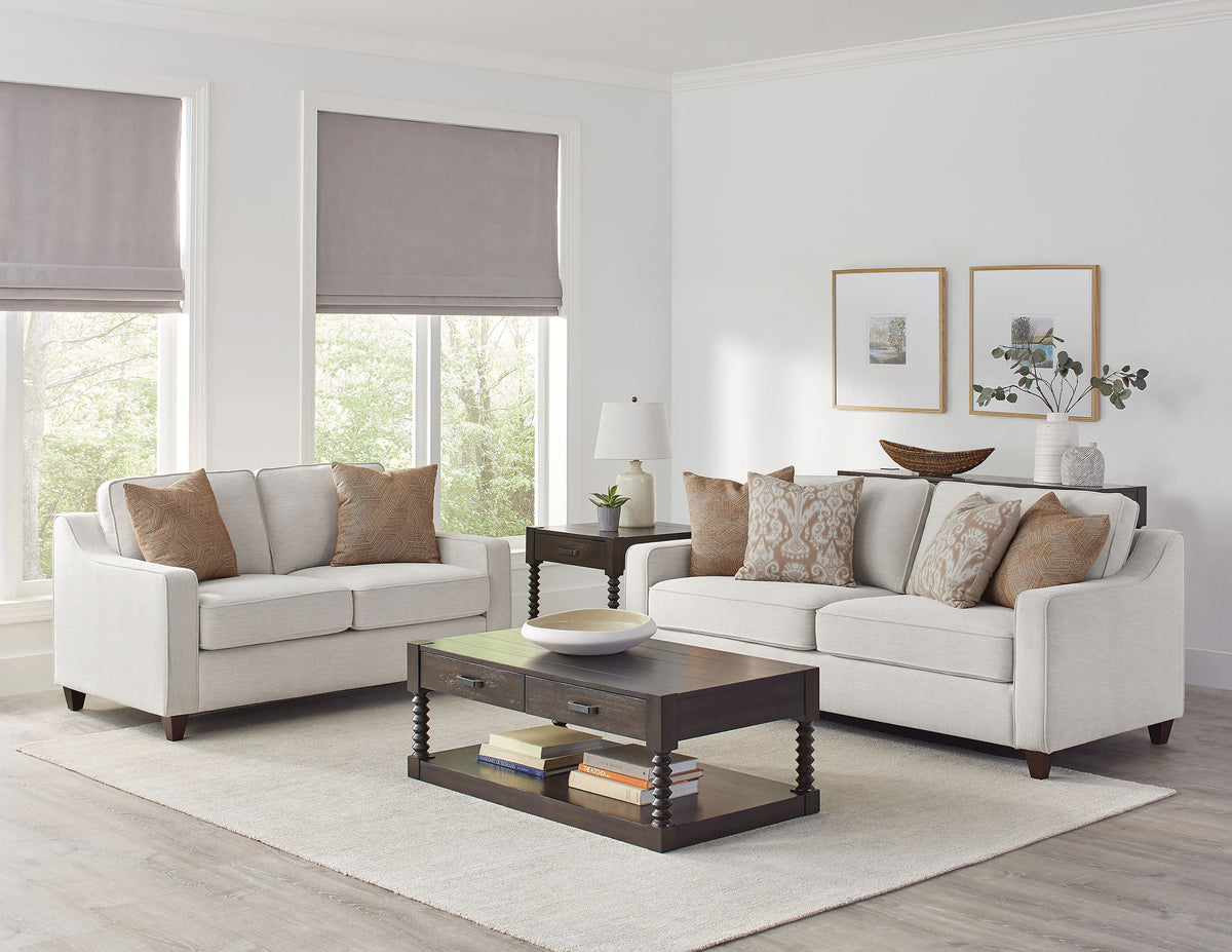 Best Furniture Outlet - Coaster - Christine 2-piece Upholstered Sloped Arm Sofa Set Beige - 552061-S2