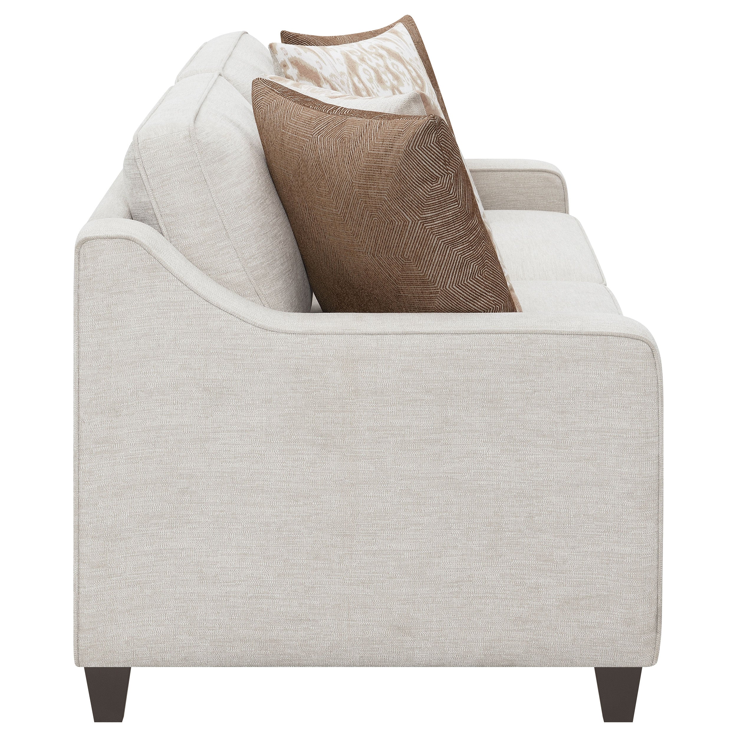 Christine 3-piece Upholstered Sloped Arm Sofa Set Beige