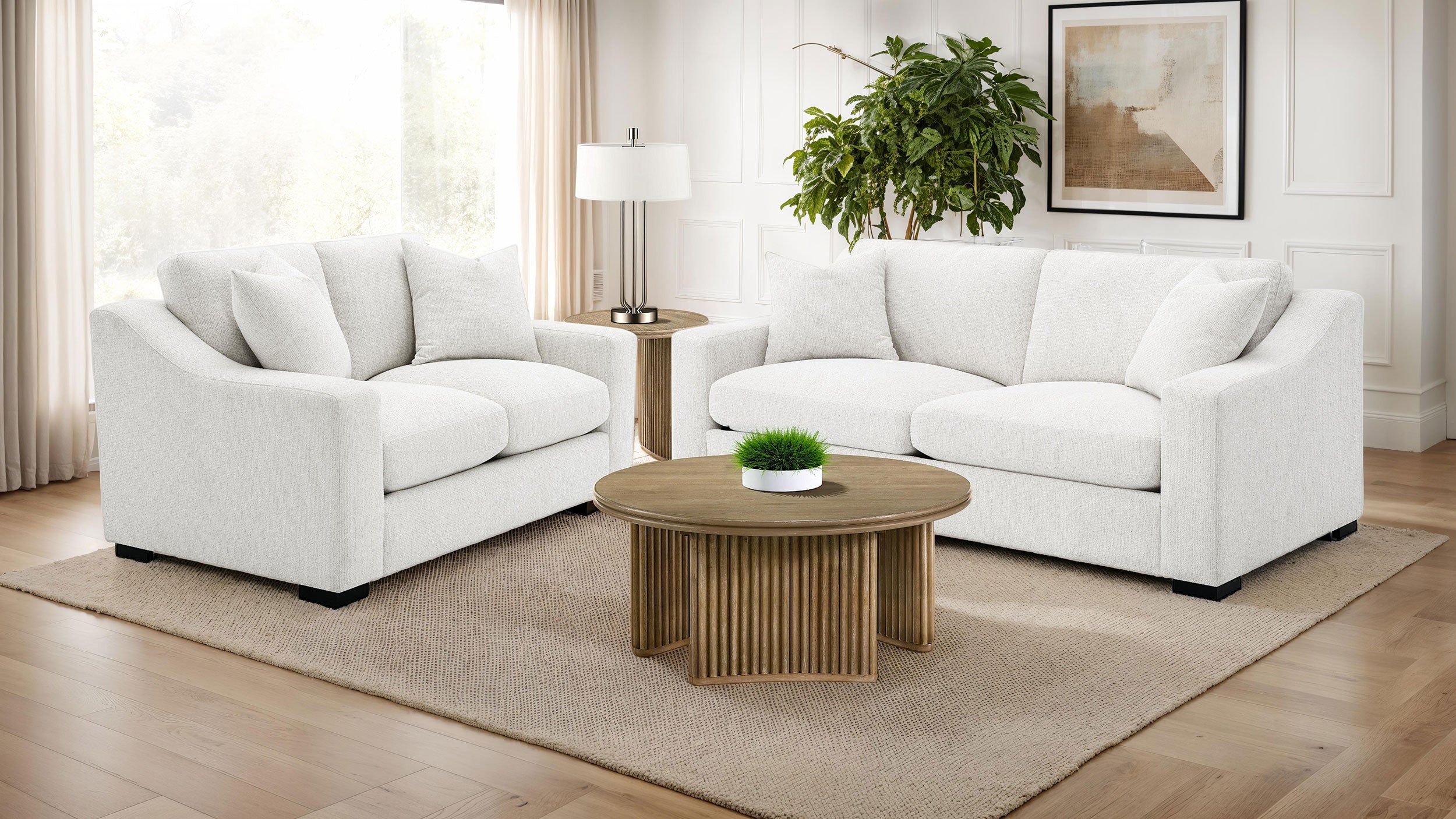 Best Furniture Outlet - Coaster - Ashlyn 2-piece Upholstered Track Arm Sofa Set Sand - 552091-S2