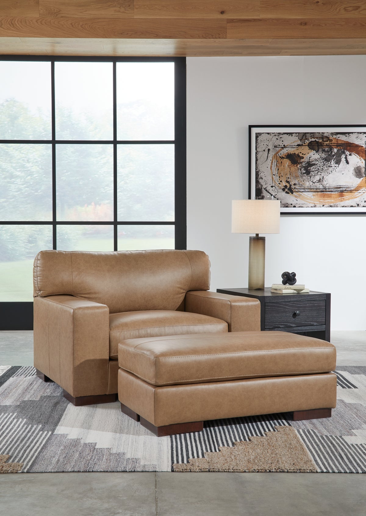 Best Furniture Outlet - Ashley Furniture - Lombardia Oversized Chair and Ottoman - Oversized Chair and Ottoman - 57302U2