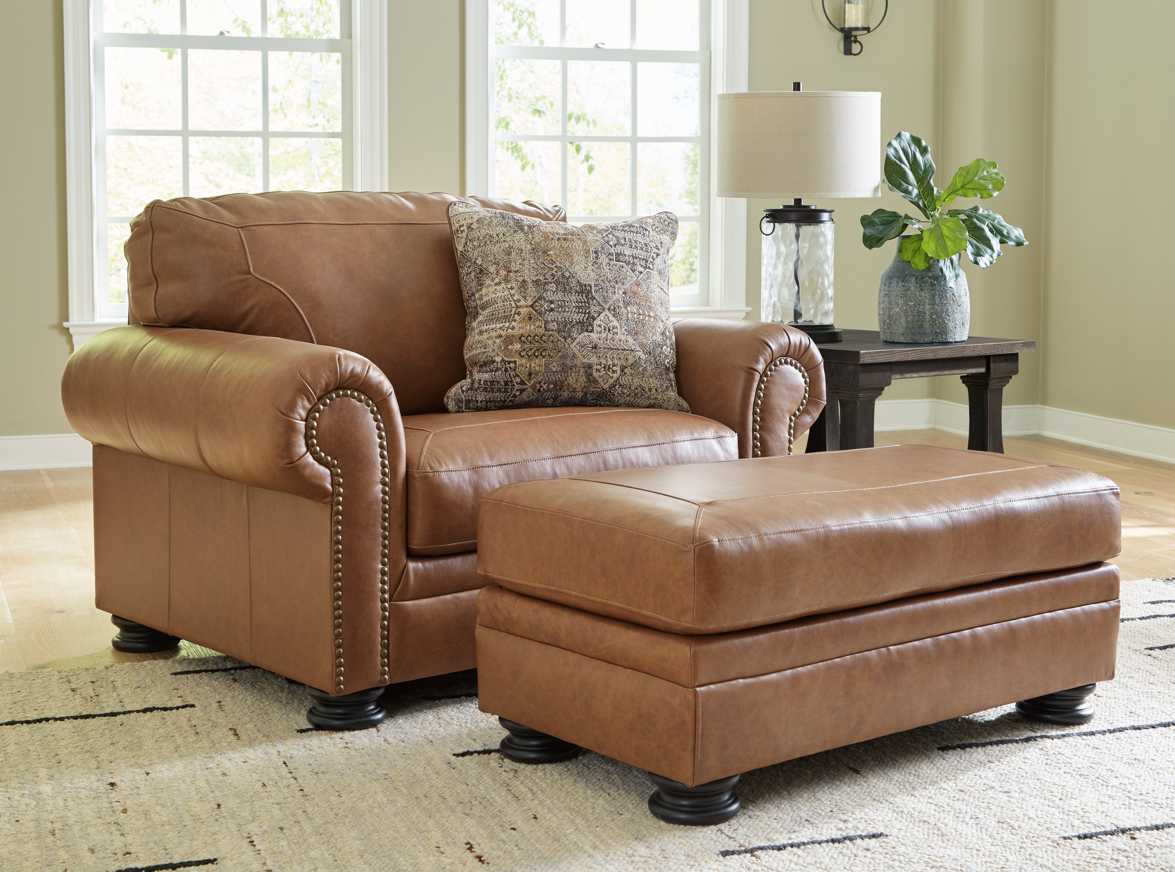 Best Furniture Outlet - Ashley Furniture - Carianna Oversized Chair and Ottoman - Oversized Chair and Ottoman / Caramel - 57604U2
