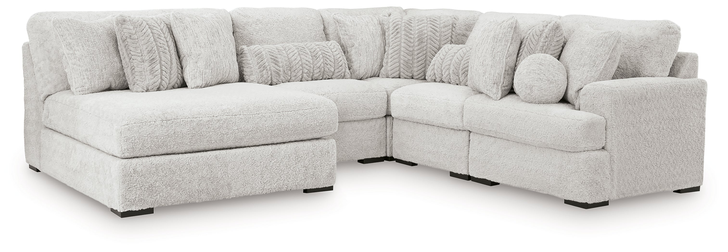 Best Furniture Outlet - Ashley Furniture - Cuddle Plush Sectional - 5-Piece Sectional with Chaise / Arctic - PC59106S11