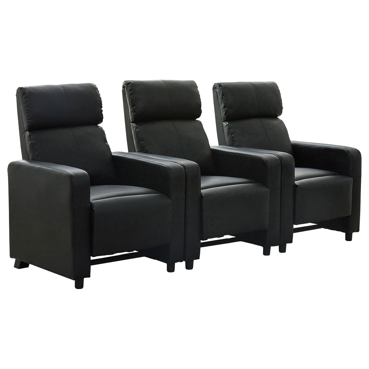 Best Furniture Outlet - Coaster - Toohey Upholstered Tufted Recliner Living Room Set Black - 600181-S3B