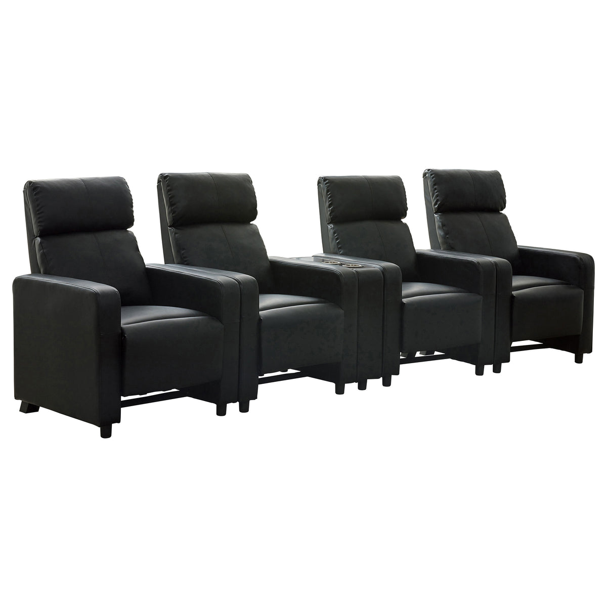 Best Furniture Outlet - Coaster - Toohey Upholstered Tufted Recliner Living Room Set Black - 600181-S4B