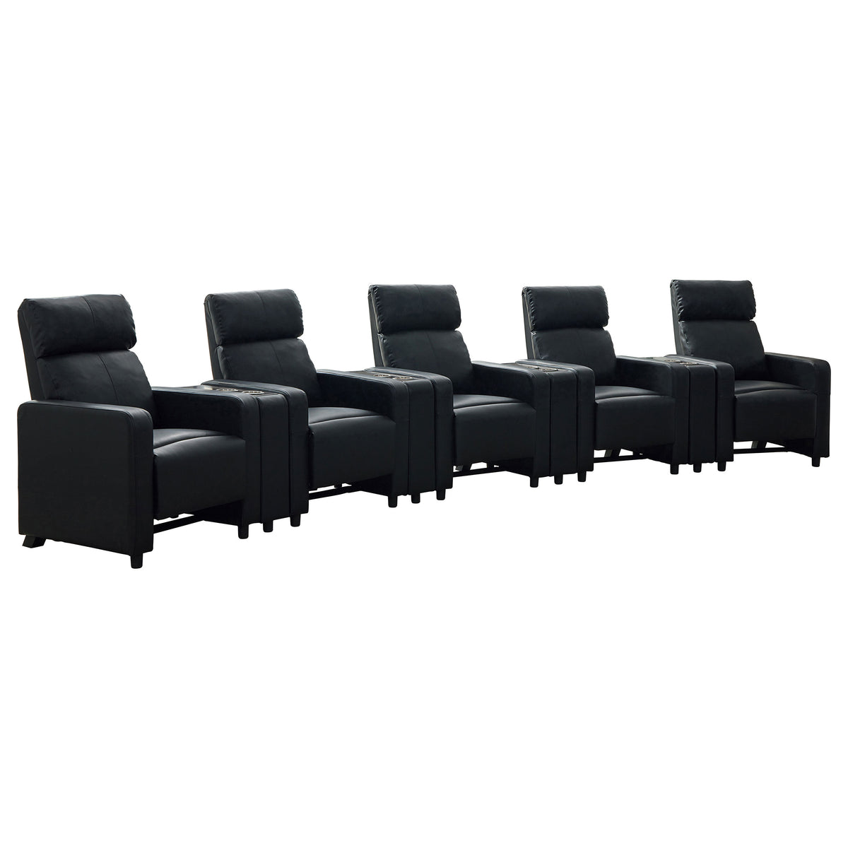 Best Furniture Outlet - Coaster - Toohey Upholstered Tufted Recliner Living Room Set Black - 600181-S5A