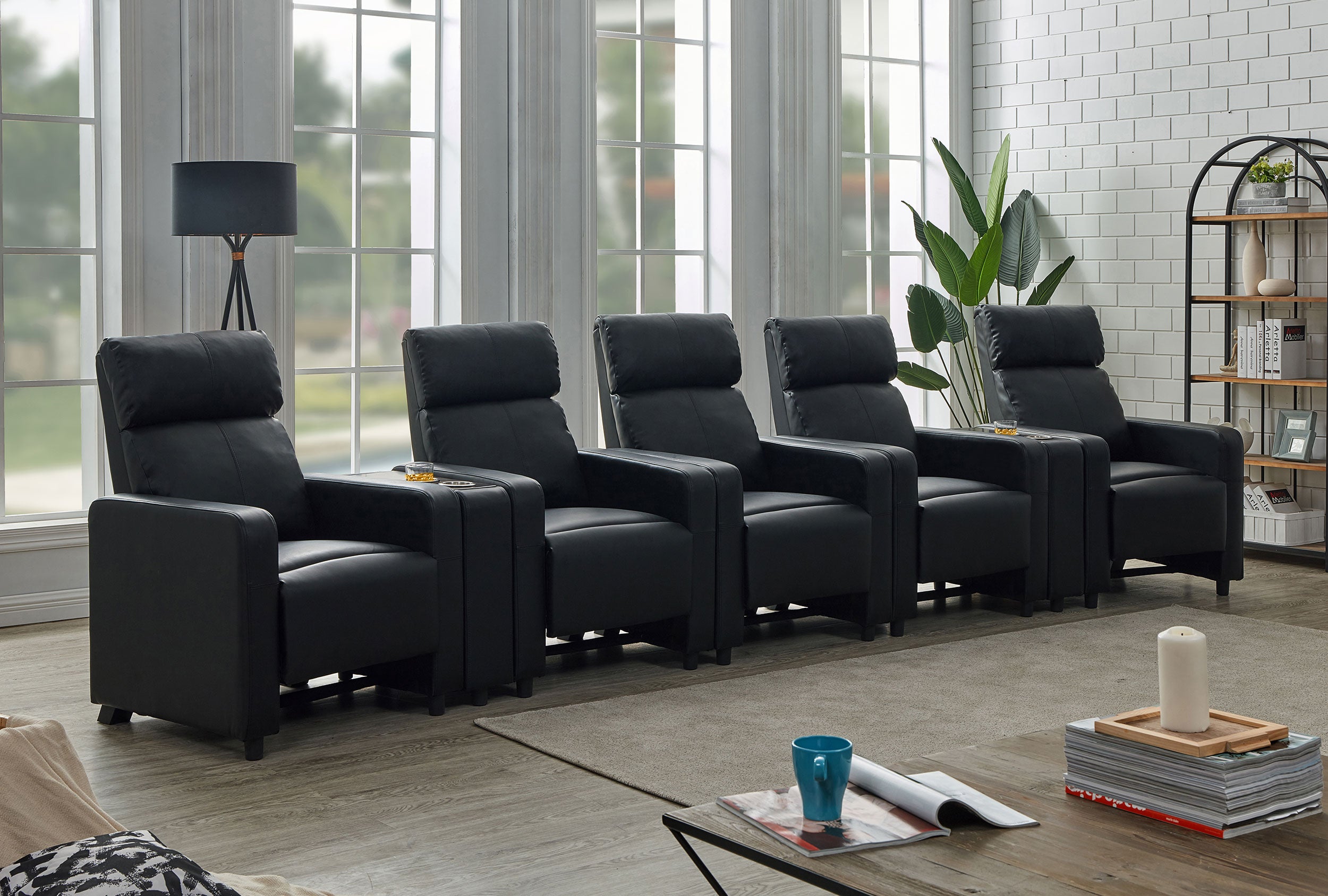 Best Furniture Outlet - Coaster - Toohey Upholstered Tufted Recliner Living Room Set Black - 600181-S5B
