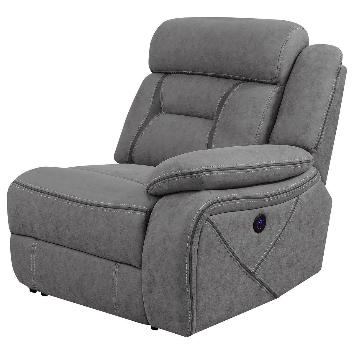 Best Furniture Outlet - Coaster - Higgins Upholstered RAF Power Recliner Grey - 600370B3