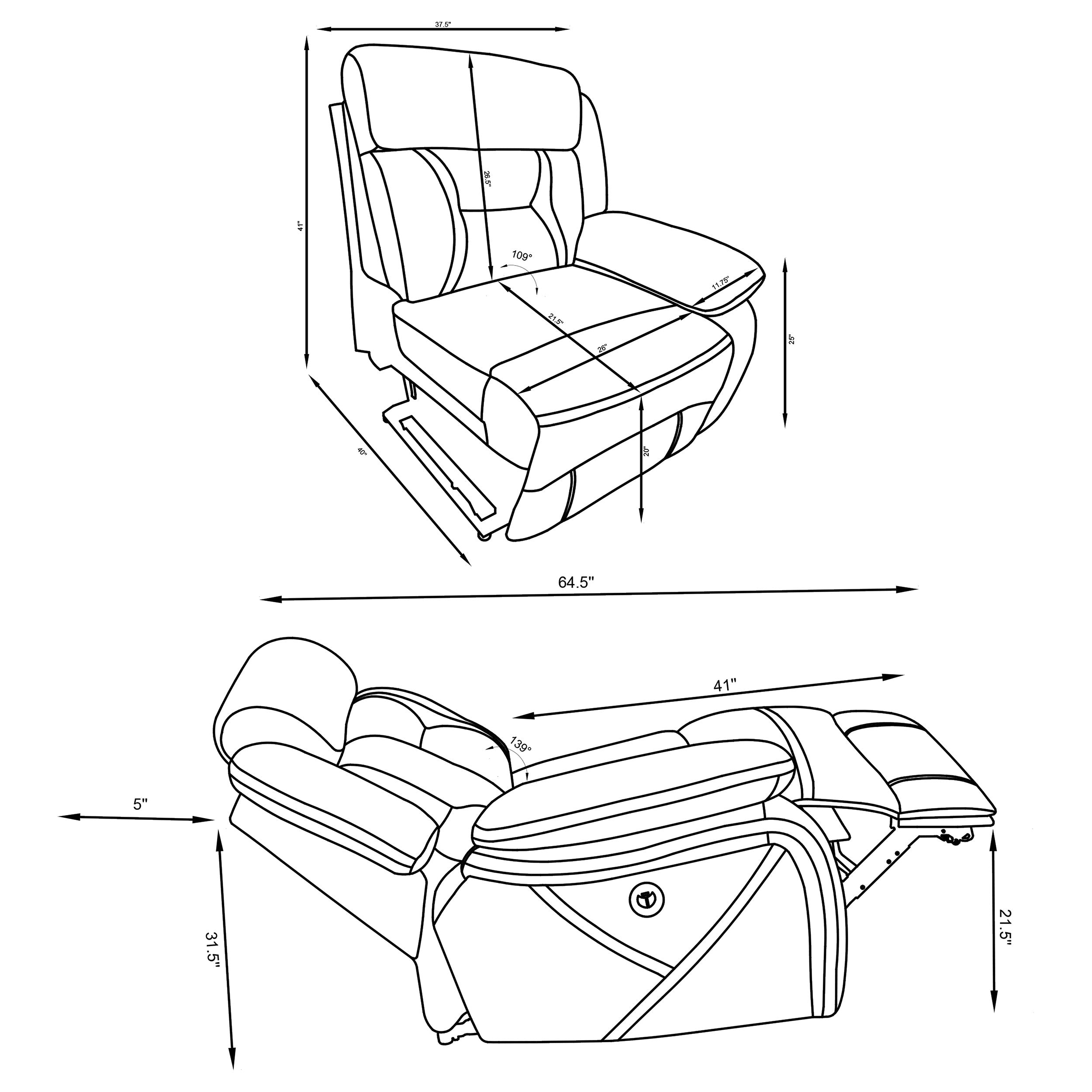 Higgins Upholstered RAF Power Recliner Grey