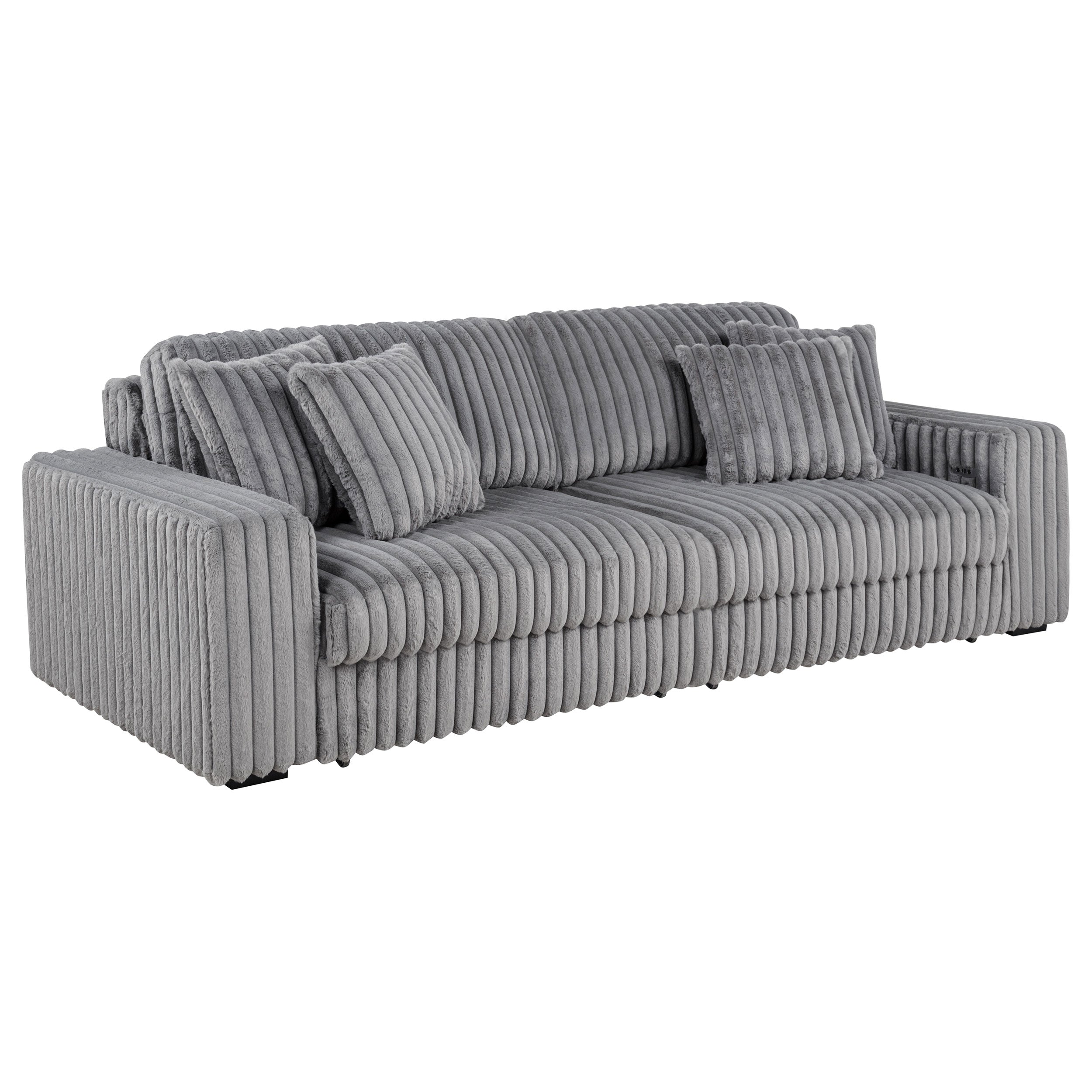 Best Furniture Outlet - Coaster - Jacana Corduroy Upholstered Dual Power Chaise Sofa Grey - 600536P