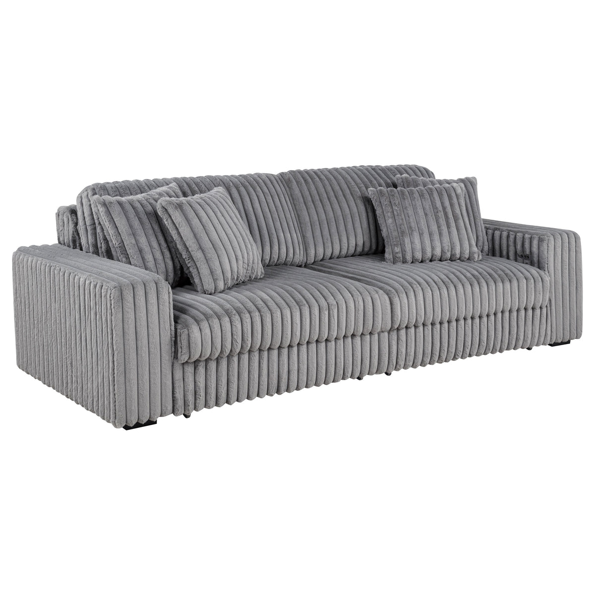 Best Furniture Outlet - Coaster - Jacana Corduroy Upholstered Dual Power Chaise Sofa Grey - 600536P