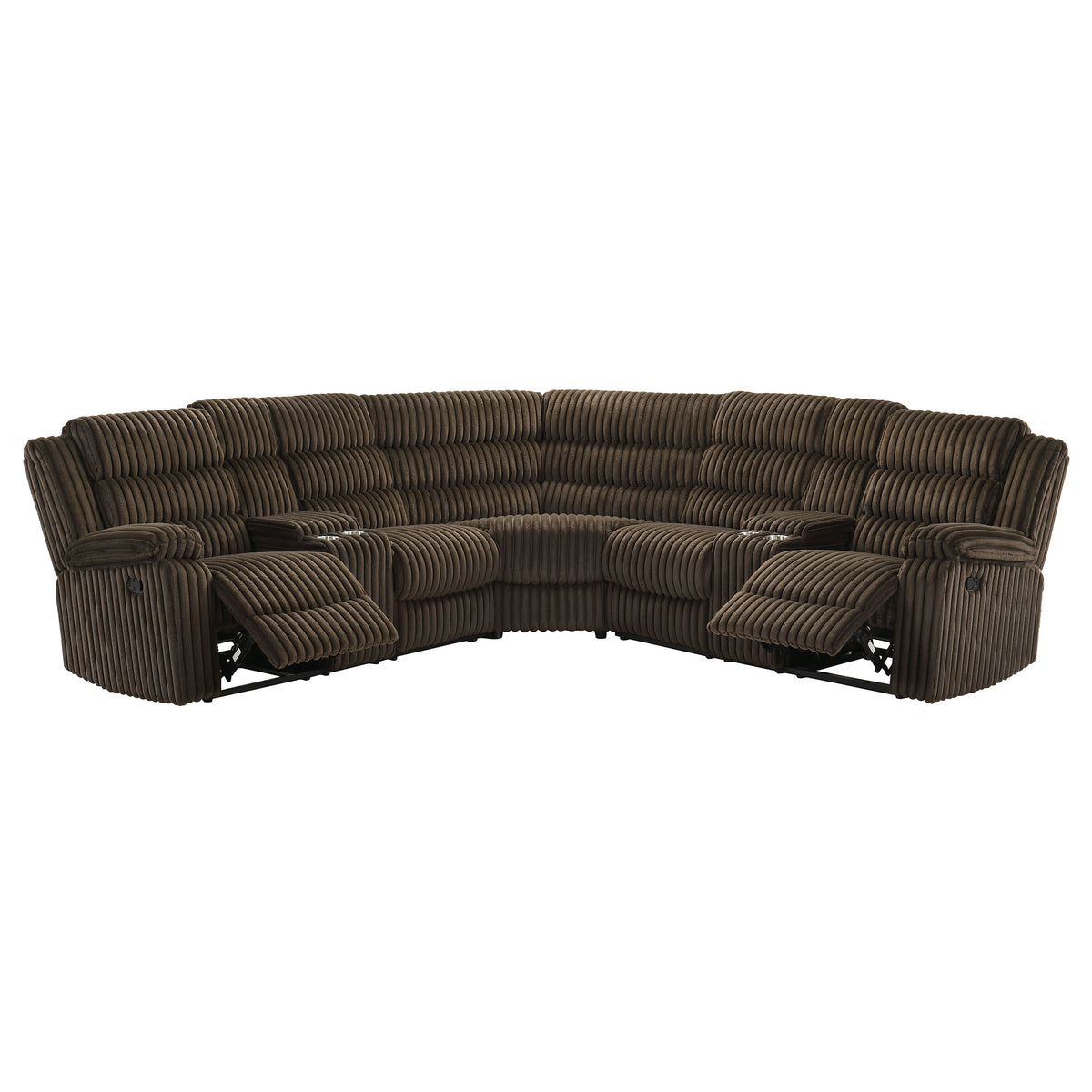 Best Furniture Outlet - Coaster - Atkinson Upholstered Reclining Sectional Sofa Chocolate - 601510