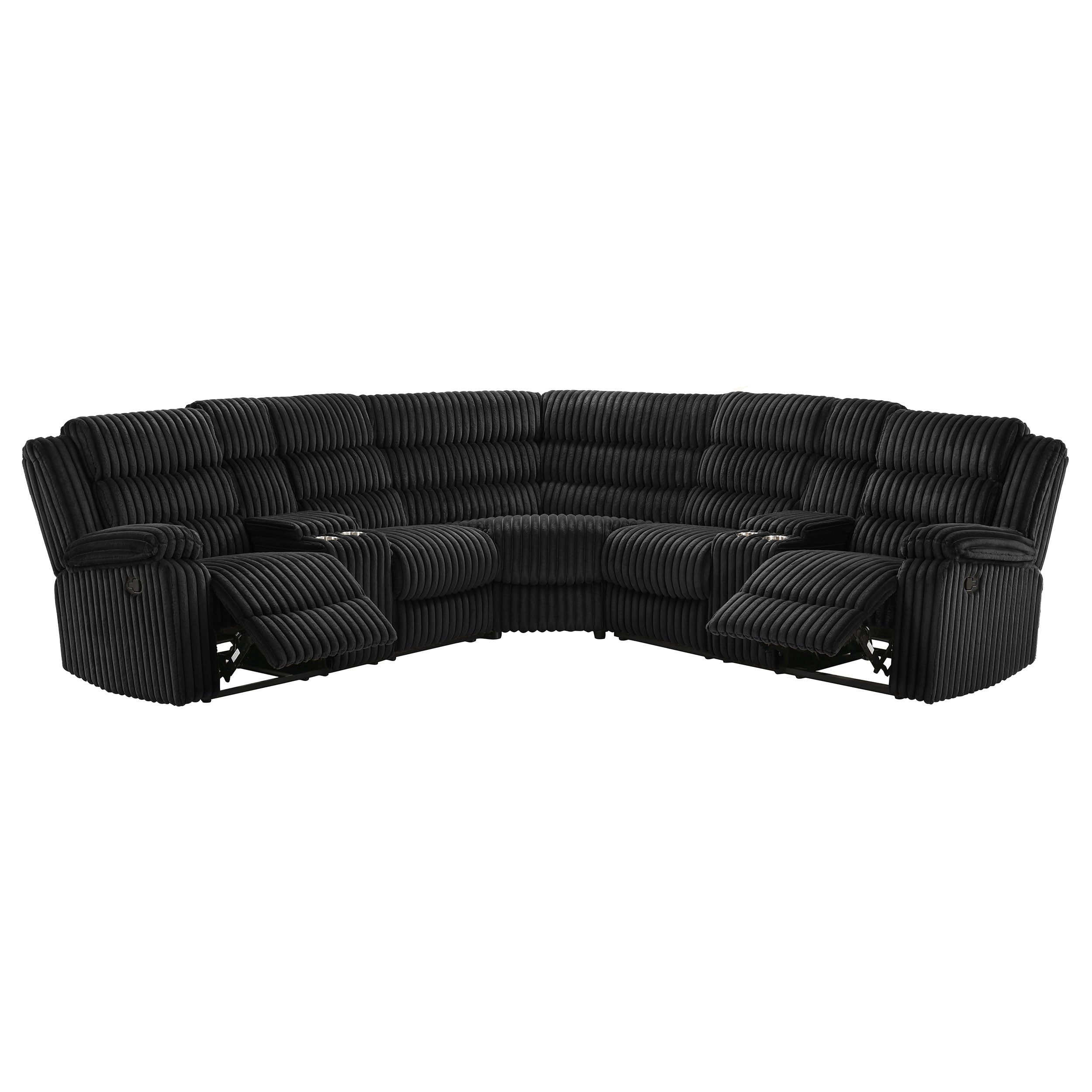 Best Furniture Outlet - Coaster - Atkinson Upholstered Reclining Sectional Sofa Black - 601520