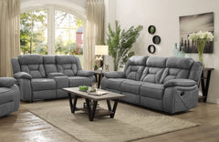 Best Furniture Outlet - Coaster - Higgins 2-piece Upholstered Motion Reclining Sofa Set Grey - 602261-S2