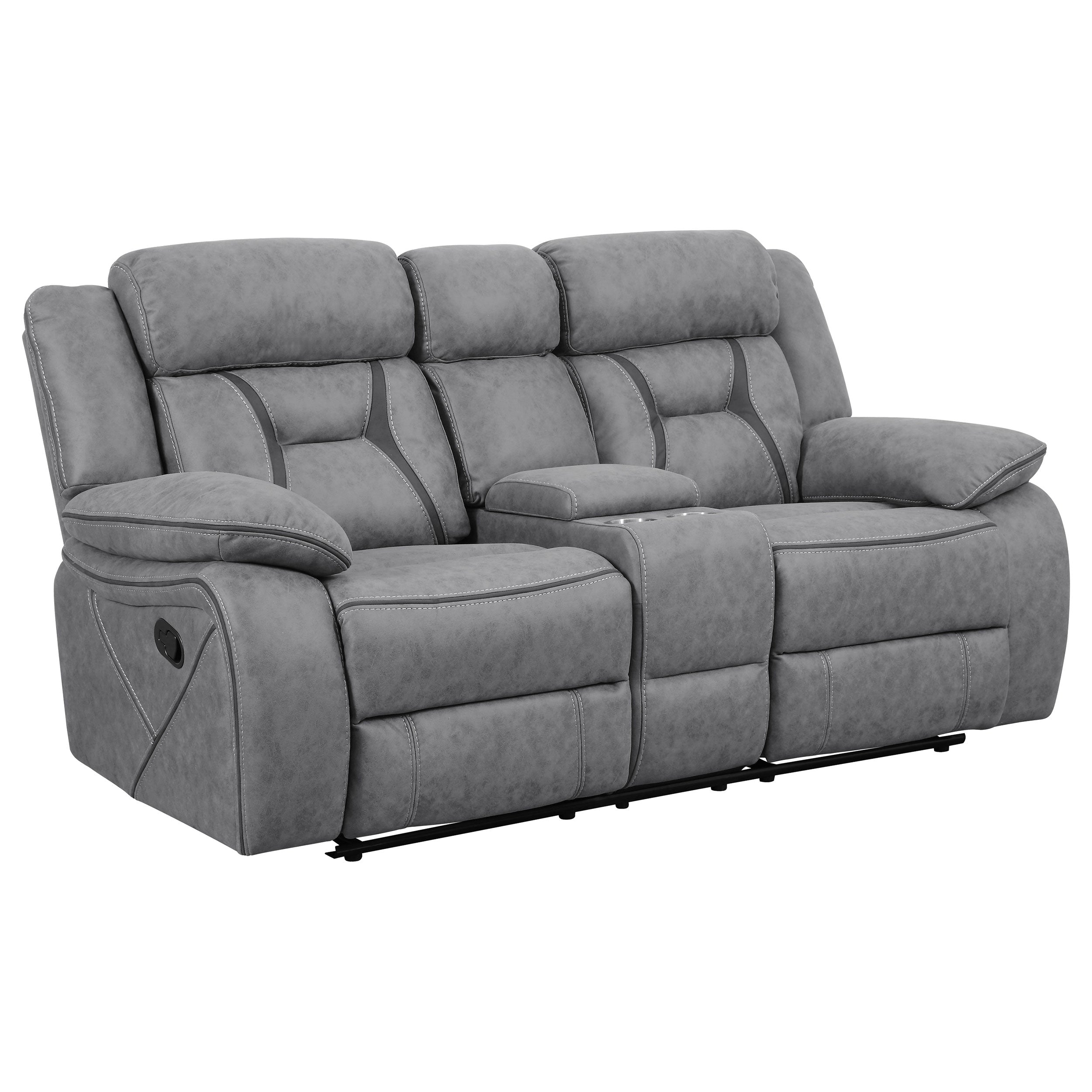 Best Furniture Outlet - Coaster - Higgins Upholstered Motion Reclining Loveseat Grey - 602262