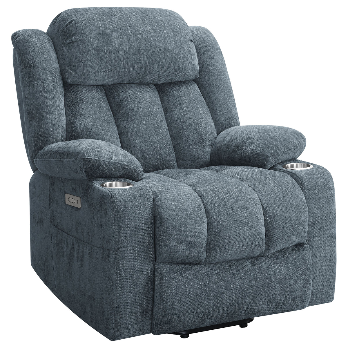 Best Furniture Outlet - Coaster - Houston Upholstered Power Lift Recliner Slate Blue - 602294P