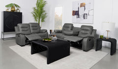 Best Furniture Outlet - Coaster - Nova 2-piece Upholstered Padded Arm Sofa Set Dark Grey - 602531-S2