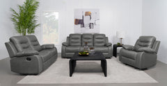 Best Furniture Outlet - Coaster - Nova 3-piece Upholstered Padded Arm Sofa Set Dark Grey - 602531-S3